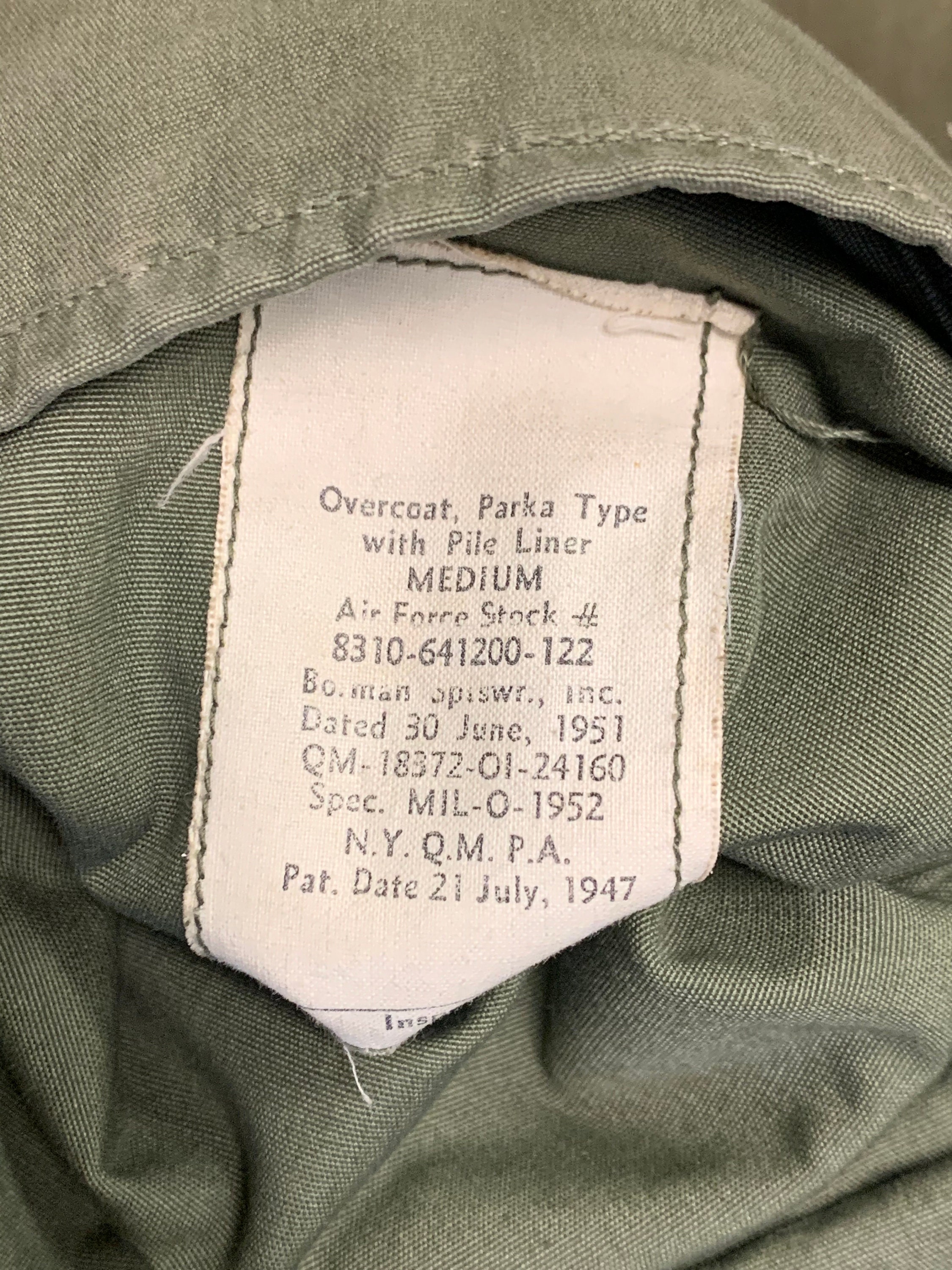 Genuine Vintage M1947 M47 US Army Parka Type Overcoat With Pile