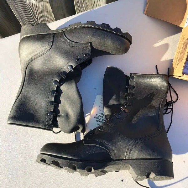 GI McRae Bottes de combat tout en cuir pour hommes 7,5 W pour femmes 9 W résistantes à la moisissure et à l'eau moulées directement fabriquées aux États-Unis