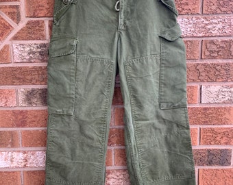 1966 Vietnam War Era OG107 Canadian Army Heavyweight Quarpel GS Combat Trousers Mens Small Short Equivalent to Womens M or L