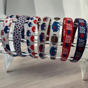 Buffalo Bills Headband, 1 inch wide hard headband (15 fabric choices!), Buffalo Tie Die Hair Accessories, Bills Mafia, Buffalo Bills