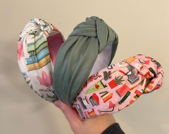 Book Headband, Knotted Topknot, Book Lover Gift