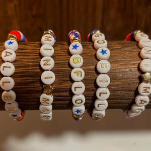Kids Buffalo Bracelet w/ Rose Gold Letters, Kid Size Clay Bead Bracelet, Buffalove, Buffalo Bills Bracelet, Josh Allen Bracelet