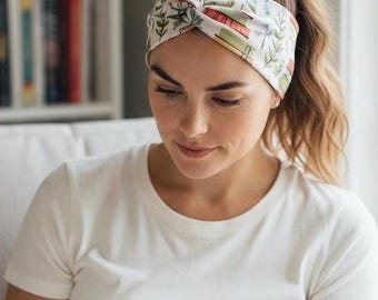 Book Headband, Fabric Twist Headband, Book Lover Gift