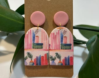 Handmade Book Clay Earrings, Bookish Lover Jewelry