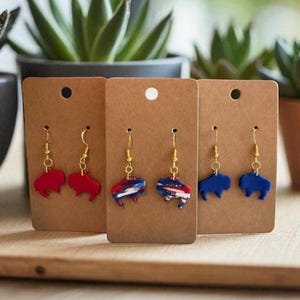 Buffalo Bills Clay Earrings, Buffalo Pride Earrings, Earrings, Buffalo Theme Earrings, Clay Earrings
