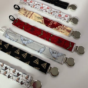 Pacifier Clips - Wizard, Pacifier Clips Witches and Wizards (37 FABRIC CHOICES! 6 NEW)