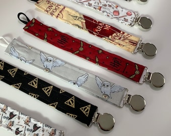 Pacifier Clips - Wizard, Pacifier Clips Witches and Wizards (37 FABRIC CHOICES! 6 NEW)