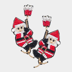 Bead Santa Christmas Earrings