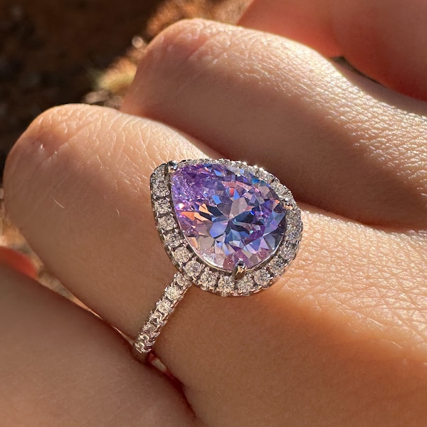 Vintage Purple Sapphire Ring | Sterling Silver Diamond Engagement Ring For Women Promise Ring September Birthstone Anniversary Gift For Her