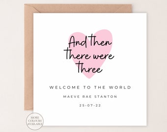 And Then There Were Three Personalised New Baby Card | Welcome To The World Card | Congratulations New Parents | And Then There Were Four