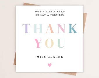 Personalised Thank You Teacher Card | End of Term Card For Teacher | Nursery Teacher | Preschool Teacher | Tutor | Childminder | Key Person