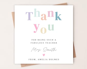 Personalised Thank You Teacher Card | End of Term Card For Teacher | Nursery Teacher | Preschool Teacher | Great Teacher | Best Teacher