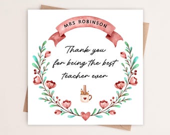 Personalised Thank You Teacher Card | End of Term Card For Teacher | Nursery Teacher | Preschool Teacher | Great Teacher | Best Teacher