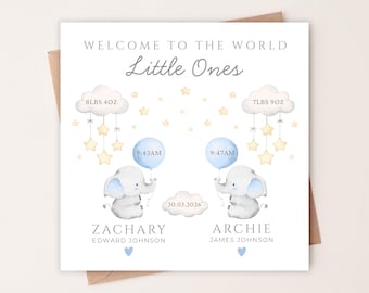 Personalised New Baby Twins Card | New Baby Twin Boys Card | Welcome To The World Twins | Congratulations New Baby Twins | Twin Girls