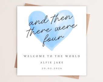 And Then There Were Four Personalised New Baby Card | Welcome To The World | Congratulations New Parents | And Then There Were Three