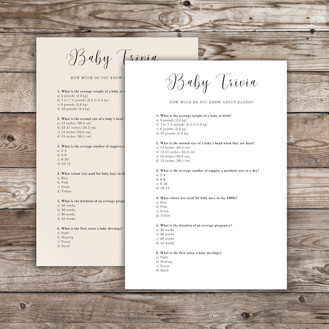 Baby Shower Trivia, Baby Shower Game, Baby Shower Word Game, Baby ...