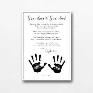 Grandparent Poem Handprint Art Custom Poem Print Thank You Gift ...