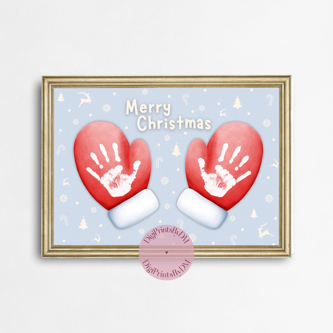 Mittens Christmas Handprint Art Craft, Baby Toddler Kids Preschool