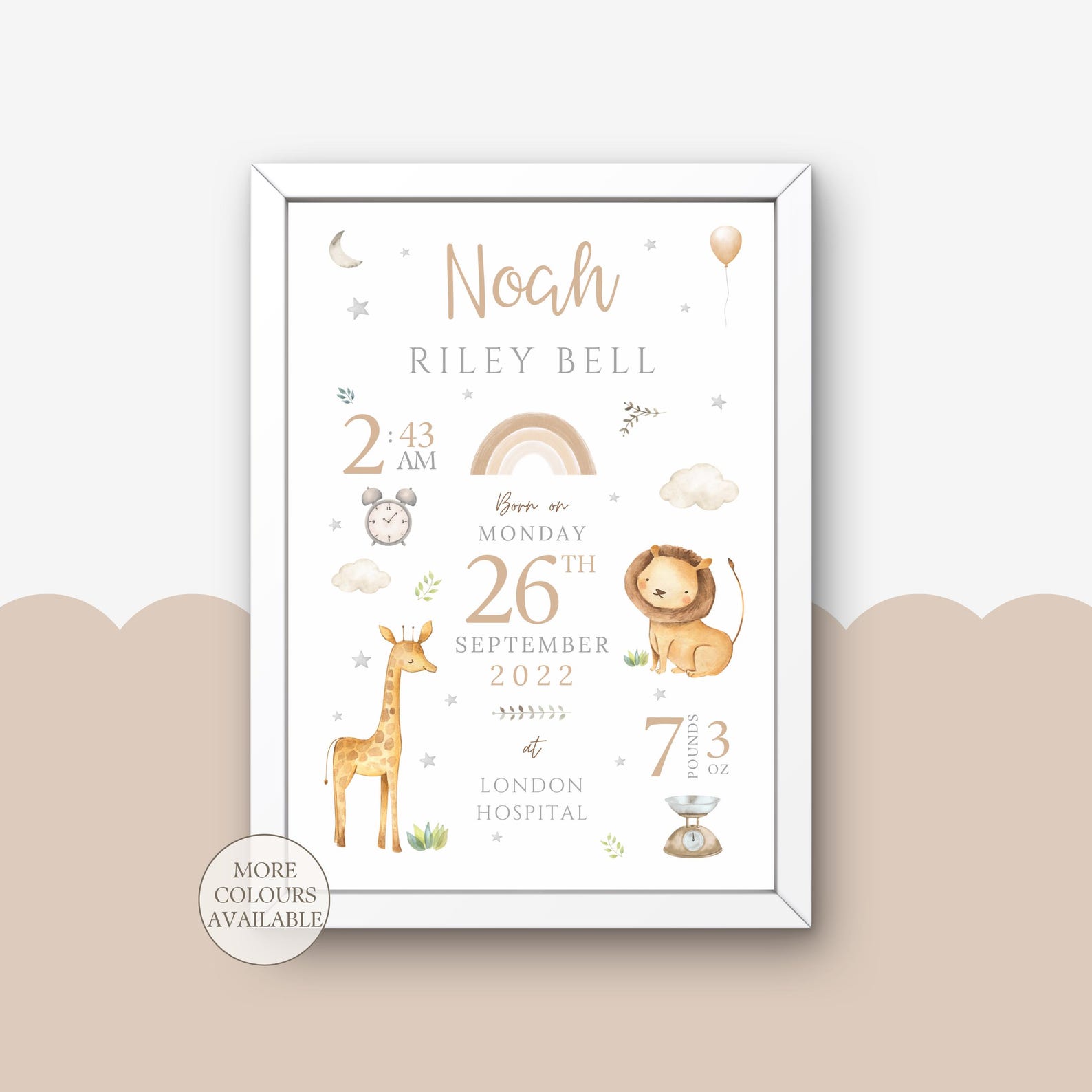 Personalised New Baby Print | Birth Details Gift | Nursery Print | New ...