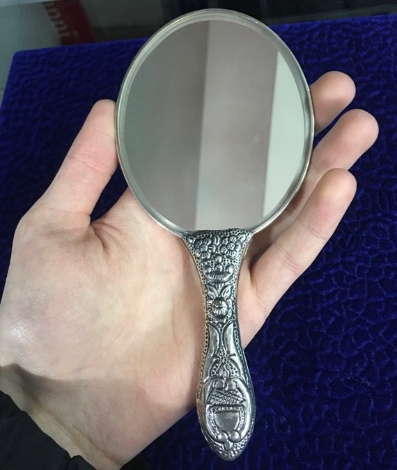 ELEGANT Handspiegel Silber, Rund, 27 Cm Durchmesser – Mit Griff & Aufhängöse