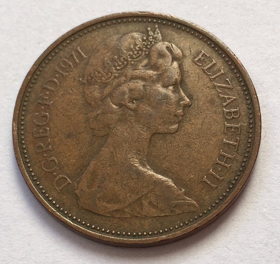 1971年 2ペンス ニューペンス エリザベス2世女王記念硬貨 英国