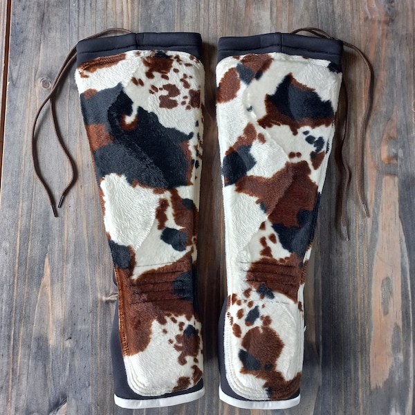 Wild West Texas Bull Faux Cow Hide Unisex Kickpads Shin Guards Pro Wrestling MMA High Quality - One Available