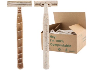 50 Wheat Razors - Biodegradable Disposable Razors