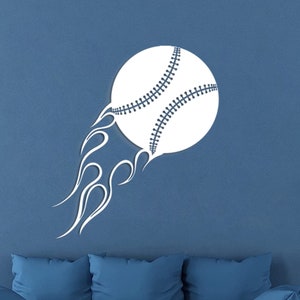 3D Baseball on Fire Metal Wall Art, 3D Baseball Metal Wall Art, Sports Metal Decor, Father&#39;s Day Gift, Metal Baseball Decoration