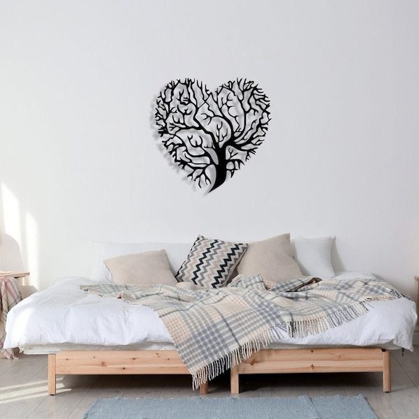 Love Tree Metal Wall Art, Heart Love Metal Decor, Bedroom Gift, Home Decor, Family Tree Wall Decor, Arbre de la vie, Baum des Lebens