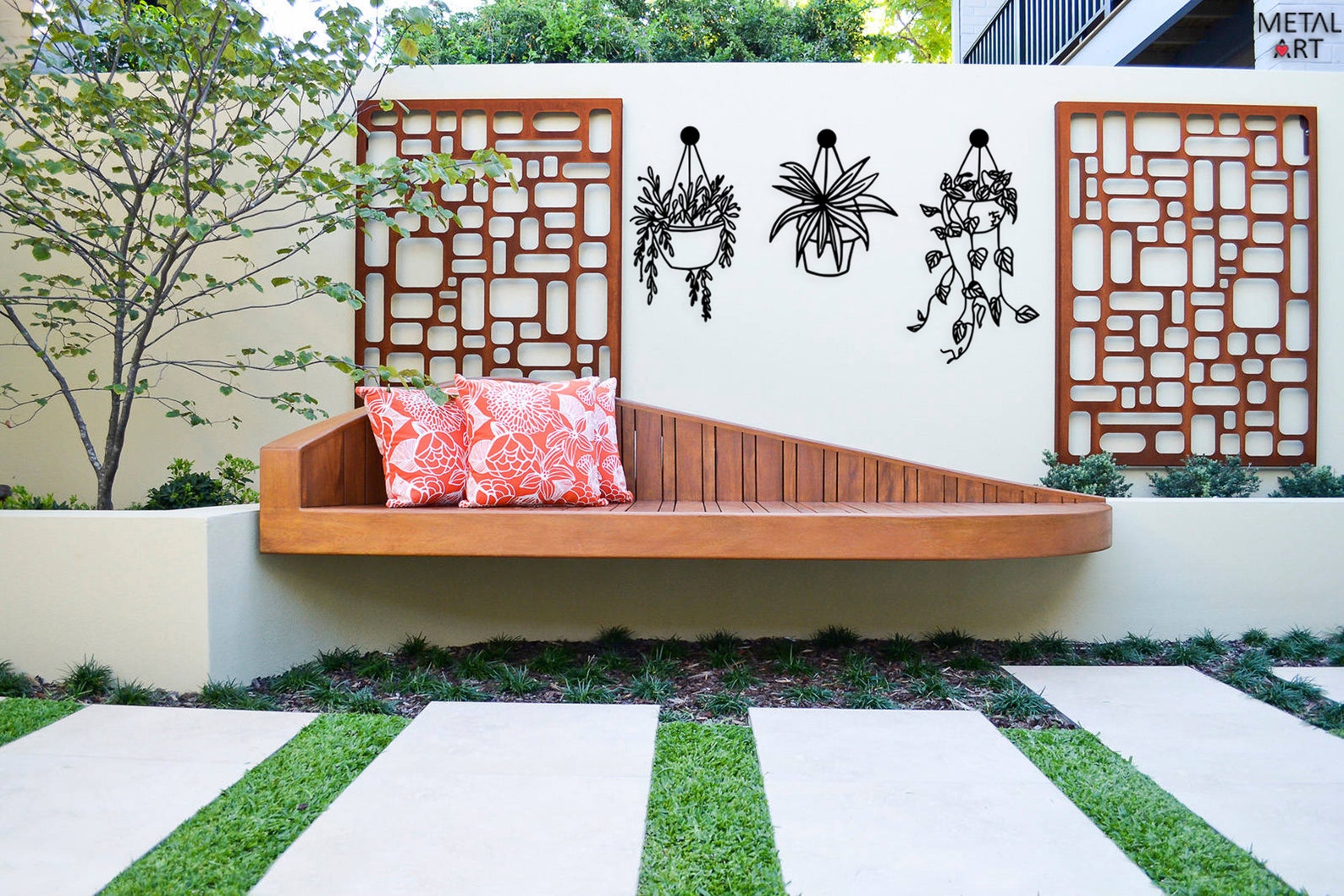 Hanging Flowers Metal Wall Art Garden Metal Wall Decor Etsy