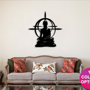 Buddha Metal Wall Sign, Hindu Wall Art, Yoga Studio Decor, Meditation Art, Om metal Sign, Spiritual accessory, Buddha Metal, Buddha Decor