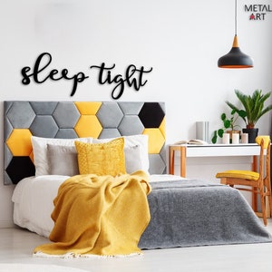 Sleep Tight Metal Wall Art, Metal Goodnight Messages, Wall Art Above the Bed, Metal Wall Art for Modern Bedrooms, Bedroom Metal Wall Sign