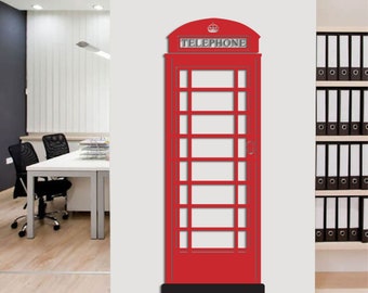 Metalowa dekoracja ścienna w stylu vintage z brytyjskiej budki telefonicznej, kultowa czerwona londyńska budka telefoniczna do wystroju domu i biura, kultowa dekoracja ścienna, brytyjska dekoracja
