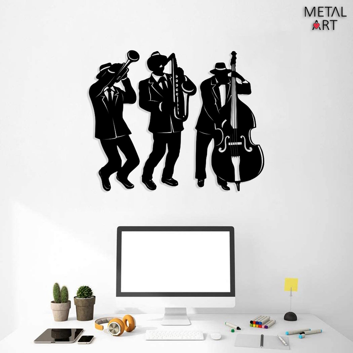 Jazz Metal Wall Art Jazz Trio Wall Decor Gift for Jazz Etsy