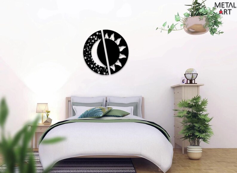 Sun and Moon Metal Wall Art Sun Moon Metal Decor Outdoor Etsy