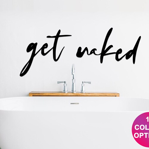 Get Naked Metal Wall Art Get Naked Letters Modern Bathroom Etsy