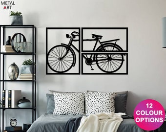 Framed Bicycle Metal Wall Art, 3 Parts Bicycle Wall Decoration, Bike Metal Wall Art, Bicycle Wall Decoration, Housewarming Bike Gift