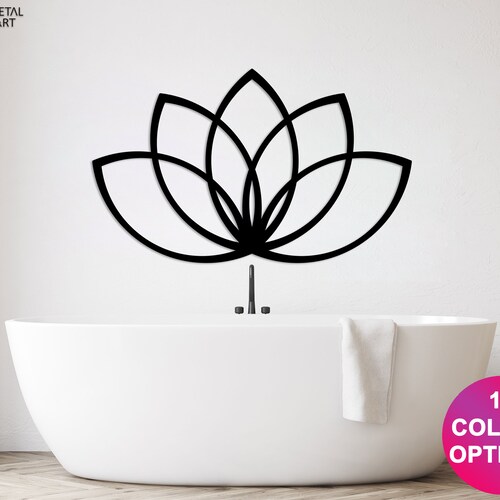 Lotus Wall Decor Modern Lotus Flower Wall Art Living Room Etsy