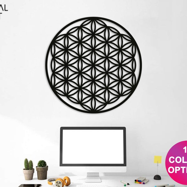 Flower of Life Metal Wall Art, Metal Wall Hanging, Overlapping Circles Grid Metal, Office Wall Art, Round Metal Art, Gifts for Office home