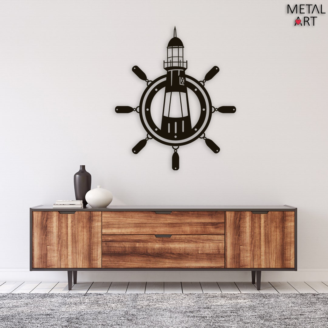 Lighthouse Metal Wall Art, Rudder Metal Wall Art, Metal Wall Decor