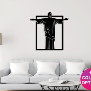 Christ the Redeemer Statues Metal Wall Art, Rio de Janeiro Jesus Christ Statue, Jesus Statue Wall Art, Large Jesus Christ Metal Wall Art