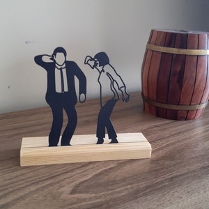Pulp Fiction Dance Scene, Metal Home Decor, Wood Based Metal Decor, Minimal Tabletop Decor, Shelf Decor Accents