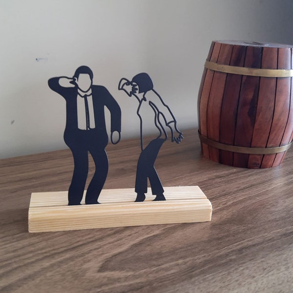 Pulp Fiction Dance Scene, Metal Home Decor, Wood Based Metal Decor, Minimal Tabletop Decor, Shelf Decor Accents