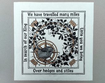 The Wren - Original lino cut print | Handmade print | Birds in folklore