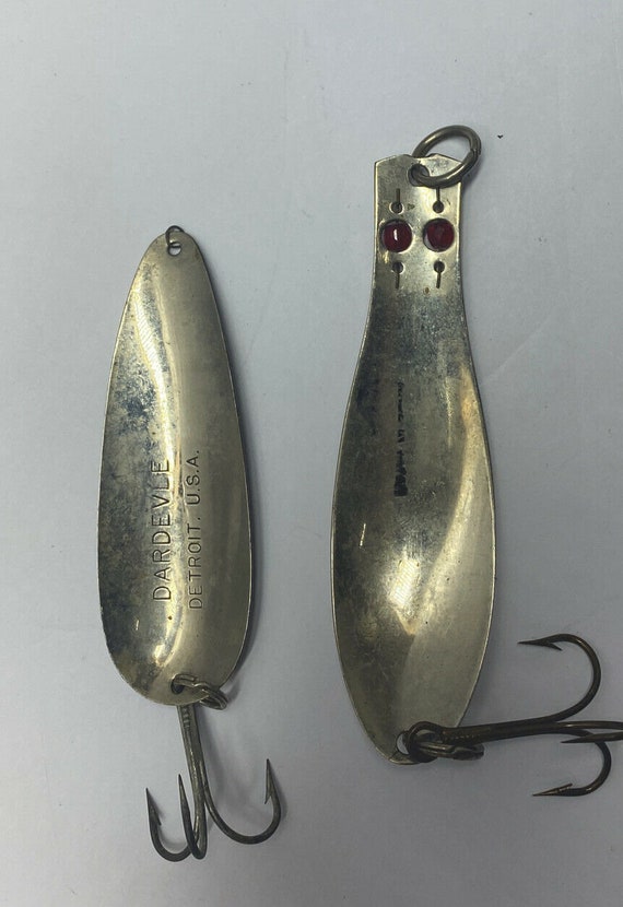 2 Vintage Metal Spoon Fishing Lures 