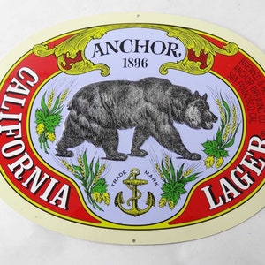Anchor California Lager Vintage Metal Beer Sign Brewery Decor 