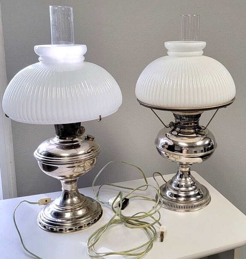 Vintage Nickle Plated Kerosene Lamps Aladdin Model 11 Rayo Etsy