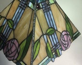 DALE TIFFANY Art Craft Style Mission Stained Slag Glass Lamp Shade 11 Harp