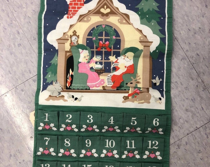 Vintage Avon Advent Calendar Fabric countdown to Christmas No Mouse