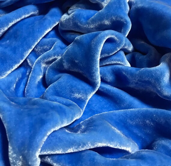 Alpine Blue Pure Silk Velvet Fabric by the Yard Silk Velvet Etsy